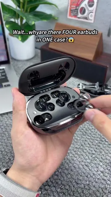 4 earbuds in ONE case... and it even charges your phone.Didn't expect that, right? 👀
 #earbuds #wirelessearbuds #techgadgets #tiktokmademebuyit #gadgets