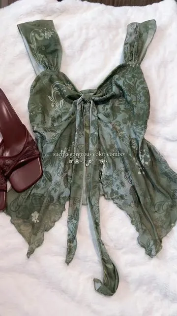 so dreamy ࿔°❀⋆.ೃ࿔*:˚°❀⋆ ##summerlooks#ootd #outfitinspo #kittenheels #green 