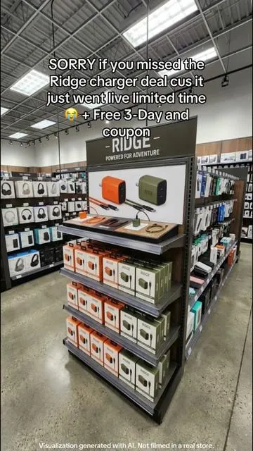 Ridge charger set just hit limited time deal with free 3-day delivery and coupon available plus braided cables included Visualization generated with AI. Not filmed in a real store. #tiktokshop #charger #fastcharging #tech #accessories