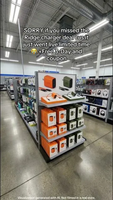 Ridge charger set just hit limited time deal with free 3-day delivery and coupon available plus braided cables included Visualization generated with AI. Not filmed in a real store. #tiktokshop #charger #fastcharging #tech #accessories