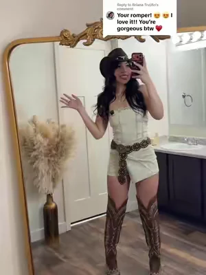 Replying to @Briana Trujillo I️ bought it in a different color #denimromper #romper #countryconcertoutfit #dealsforyoudays 