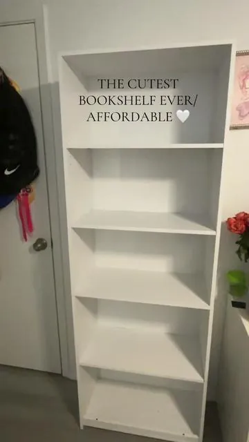 5 shelf bookshelf 🤍#bookshelf #roomdecor #affordablehousing #cute#fyp 