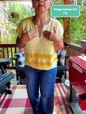Vintage Summer Knit Top for Women: V-Neck, Textured Stripes & Side Slit Detail in Relaxed Sleeveless Fit - Versatile Casual Wear Knitwear @Hi anan #womensclothing  #DealsForYouDays #summerwins #Summervibes #womensfashiontrends