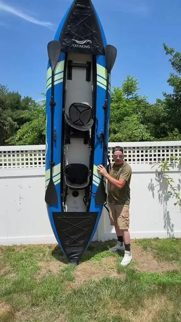 【Summervibes】Tandem Inflatable Kayak, 12.5FT 2-Person Kayak with Glow-in-the-Dark Hull, 507LBS Capacity, 2 Aluminum Paddles, 2 Padded Seats, Hand Pump, Carry Bag, Portable Fishing Touring Kayak for Adults ##Kayak##Kayaking##Canoe##Canoeing##SummerWins