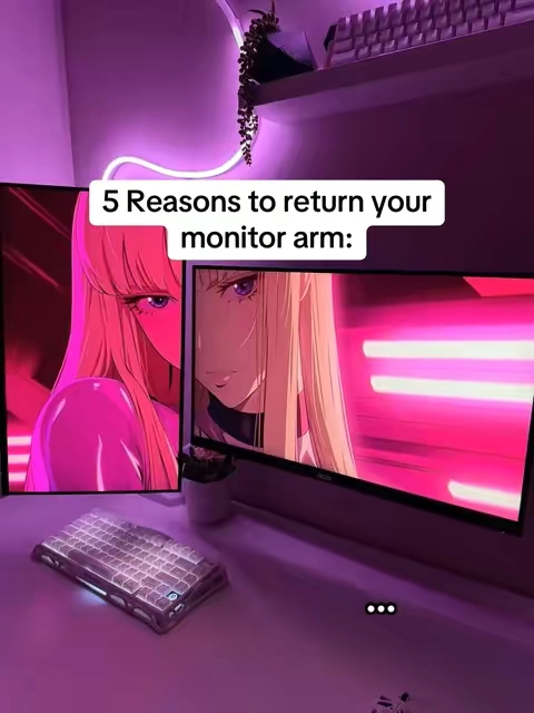 I returned mine bc of slide 3 #monitorarm#monitor#monitormount#mountup#GamingSetup