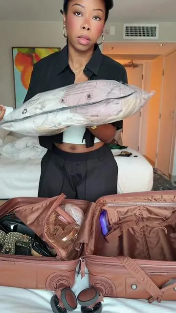 This best travel hack I could recommend for my overpackers or girlies who want to shop and bring things back. These bags are perfect to carry to save more space in your luggage while you’re packing. Trust me, you won’t want to pack without them once you use them., #travelhack #travelessentials #packingtips #dealsforyoudays #luggagepacking 