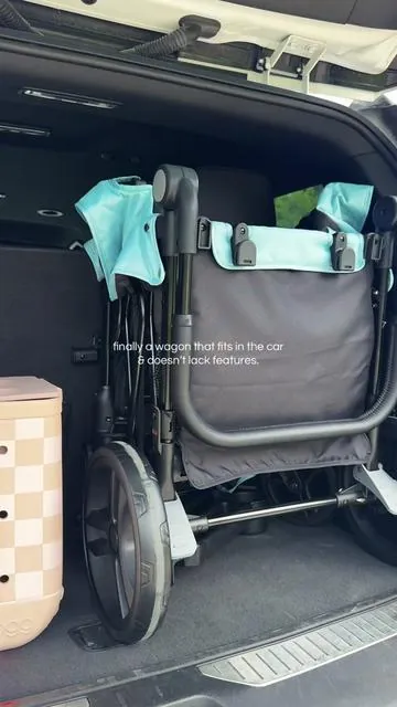 FITS in my SUV without having to lay my seats down, we have cup holders, bag storage, buckles, foot room, adjustable handlebars, canopy + mesh screening, a center tray, and even the option to remove everything for a simple wagon ride! 🩵 #dripex #wagon #stroller #dealsforyoudays #weeklydeals 