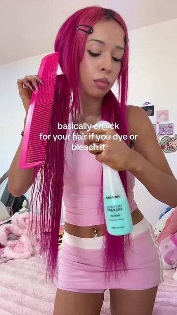 my hair was crunchy at one point after 5+ years of pink🧜🏼‍♀️ #hairhealth #pravanaleavein #bleachdamage #dealsforyoudays #pravanacreatorboost @Pravana 