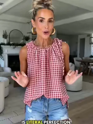 Drawstring red gingham!#outfit #tank #tanktop #summer2026 #shirtstyle 