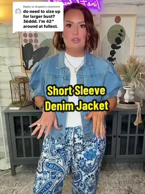 Replying to @Angela I think you can size up one if you’re concerned, but I don’t think it’s necessary. @OBlue Jeans #jeanjacket #puffsleeves #denimtop #obluejeans #ttsacl 