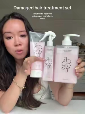 Do you have damaged hair? This is a great treatment option. It comes in a bundle of three where you get a shampoo, rinse off treatment, and spray treatment!  #koreanhaircare #damagedhair #hairbundle #tiktokshopdealsforyoudays #tiktokshopcreatorpicks 