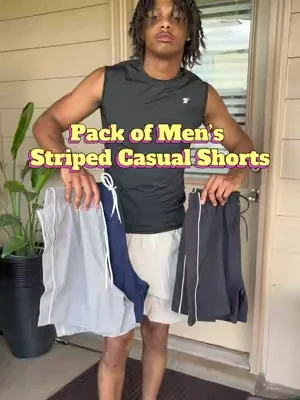Pack of Men’s Summer Striped Casual Shorts — Loose Fit #menshorts #DealsForYouDays #SummerWins #tiktokshopcreatorpicks #tiktokshopsummerturnup 
