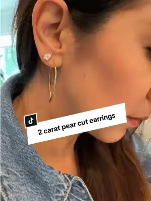 2 carat pear cut Moissanite earrings are gorgeous! #pearcutearrings #diamondpearcutearrings #tiktokshopcreatorpicks #dealsforyoudays #teardropearrings 