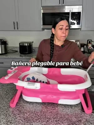 Bañera plegable para bebé que mide la temperatura del agua. #bañeraplegable #bañeraparabebe #BabyBath #foldablebathtub #dealsforyoudays 