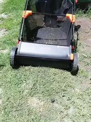 #I 【DealsForYouDays】VEVOR 21-Inch Push Lawn Sweeper Leaf & Grass Collector with 3.5 cu. ft. Mesh Hopper Bag, 2 Spinning Brushes, Strong Rubber Wheels, Handle, Adjustable Height - Dad Gift, Gifts for Dad