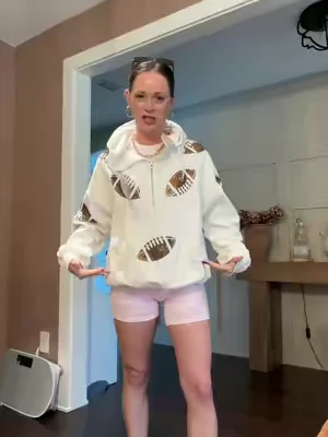 Womens Football season oversized quarter zip hoodie #hoodie #gamedayoutfit #footballseason #fallfashion #dealsforyoudays @Ommig  