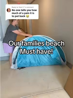 Replying to @Yami🤍  Tearing down the viral, pop-up beach tent! To show it really is a life saver on a hot beach day! #beachtent #beachmusthaves 