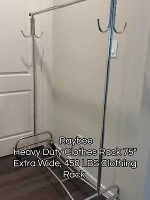 Raybee Heavy Duty Clothes Rack 75" Extra Wide, 450 LBS Clothing Rack. Click link to order!