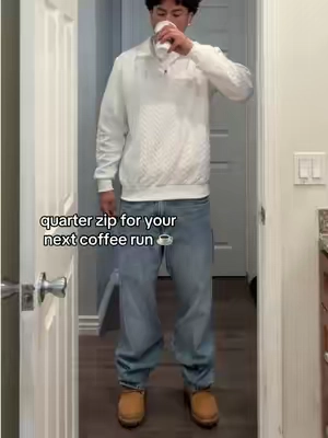 true to size 🔥 #quarterzip #coffee 