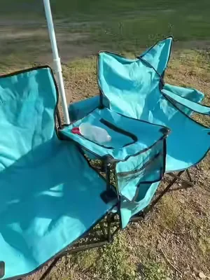 Love this double camp chair!  It even had an umbrella and cooler inside. #campchair #doublechair #foldablechair #umbrellachair #outdoorliving 