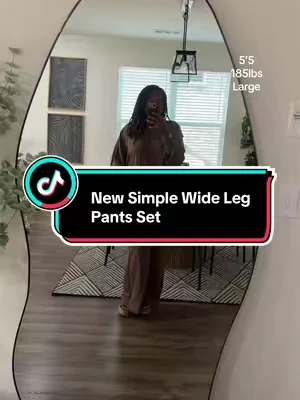 I have a feeling this set is going to sell out fast. 😭🤎 ✨ Comfortable ✨ Flattering ✨ Easy to throw on and go 5’5” | 185 lbs | Large 🏃🏾‍♀️ Don’t wait on this one. Tap the cart before your size disappears ✨ #tiktokshopcreatorpicks #dealsforyoudays #loungeset #summeroutfits #widelegpants 