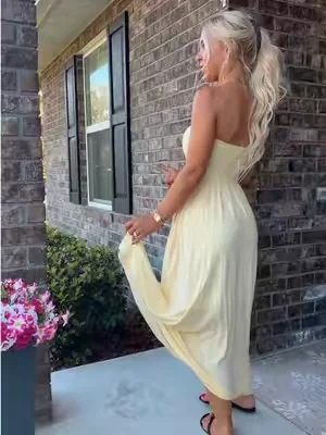 the prettiest maxi dress 💛 #maxidress #OOTD #affordablefashion #vacationoutfits #beachvacation 