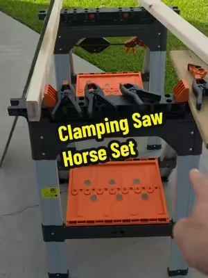 PONY 2-Pack Clamping Sawhorses, 1200 LBS Load Capacity, 30-3/4" Folding Sawhorse with 12" F Clamps, Bench Dogs, Angle Clamps, 2' Spring Clamps, Steel Legs, Heavy Duty for Woodworking @Pony&Jorgensen  #tiktokshopcreatorpicks #Summervibes #DealsForYouDays #summerwins #tiktokshopdealsforyoudays 