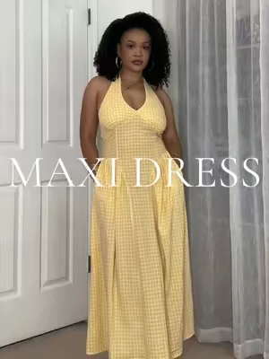 The quality on this dress is so good! I’m wearing a size medium:) #summerdress #halterdress #maxidress 