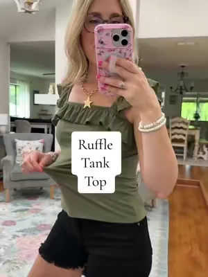 The cutest ruffle tank top for summer! I’m 5’7” 140 in a size small. @Imily Bela Living 