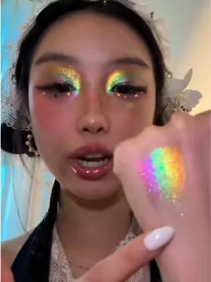 The rainbowest rainbow eyeshadow😲🌈✨#rainboweyeshadow #rainbowglitter #rainboweyelook #ourbella #rainbowhighlighter 