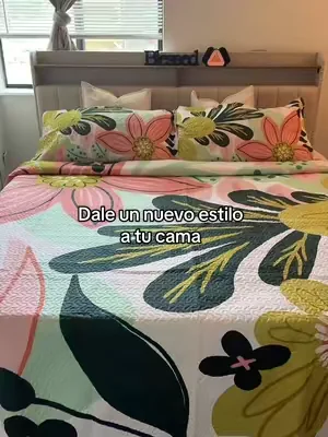 Dale un nuevo estilo a tu cama instantánea #bohoquiltset #floralquiltset  #bedroommakeover #sabanas #dealsforyoudays 
