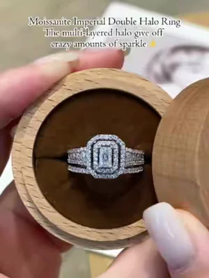 Moissanite lmperial Double Halo Ring.The multi-layered halo gives off crazy amounts of sparkle✨💎#summerwins #tiktokshopdealsforyoudays #ring #moissanitering #dealsforyoudays #radiant #radiantcut #2026 #delzzad #waterproofjewelry #jewelry #giftideas #viral #delzzadjewelry #nontarnishjewelry #beautiful #luxury #affordable #diamond #diamondtester #2pcs #ringset