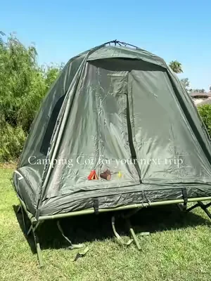 It fits 2 people! 👌 Perfect for your next camping trip ⛺️🪵✨ #campingcot #campingessentials #campingtrip #campingtent #summerwins 