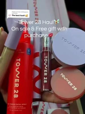Replying to @Tower 28 Beauty  Tower 28 Haul🧚‍♀️ On SALE & Free gift with purchase💋 @Tower 28 Beauty #tower28 #tower28beauty #makeup#summerwins  #dealsforyoudays 