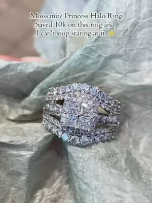 Moissanite Princess Halo Ring.Saved 10k on this ring and I can't stop staring at it 💎✨#summerwins #tiktokshopdealsforyoudays #ring #moissanitering #dealsforyoudays #princess #princesscut #2026 #delzzad #waterproofjewelry #jewelry #giftideas #viral #delzzadjewelry #nontarnishjewelry #beautiful #luxury #affordable #diamond #diamondtester