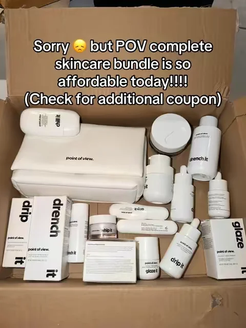Point of View Beauty skin prep set includes Drench It toner, Drip It glow serum, Whip It hydrating cream, Glaze It makeup primer, and Amp It lip ampoule for dewy, hydrated, makeup-ready skin. #pointofviewbeauty #povbeauty #skinprep #dealsforyoudays #summeressentials 