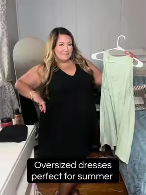 The perfect summer dress’s. Oversized. Flowy. I am 5’1” and prefer my true size XXL for the length! #dress #dresses #minidress #minidresses #summerdresses 