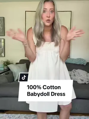 100% Cotton Babydoll Dress 👗 This dress is giving effortless summer vibes. 🌿 Lightweight, breathable, and comfortable enough to wear all day, it’s the kind of piece you’ll keep reaching for when the weather heats up. #Size8Fashion #SummerDress #CottonStyle #Over40Style #TikTokShop 