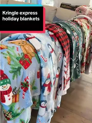 The new Kringle express holiday blankets! Check out all the patterns and take advantage of the sale! #blanket #dealsforyoudays #christmasinjuly #qvc #blankets 