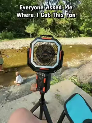 This portable fan glows with us everywhere in the summer.  #portablefan #fan #summeressentials #campinggear #outdoorliving 