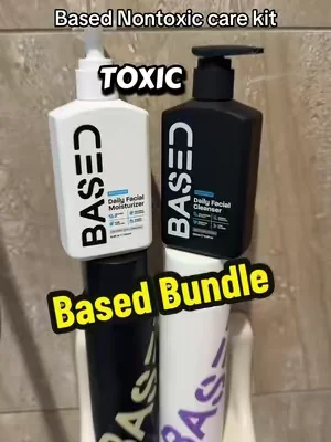 The based men’s non toxic care kit includes their moisturizer, kind of face cleaner  shampoo, conditioner, bundle! This is Paraben and phalate free body care at its best. #basedbodyworks #nontoxicshampoo #mensskincare #mensshampoo @BASED 