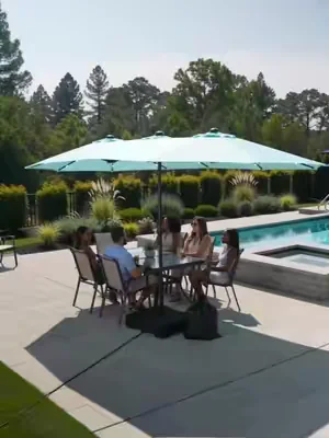 Create the ultimate shaded retreat with this impressive 15ft PHIVILLA Outdoor Patio Umbrella! ⛱️ Perfect for your poolside, garden, or deck, this large, double-sided, waterproof umbrella includes an LED light option for evening enjoyment. Designed with an easy-to-use crank handle, it comes complete with a weighted base and sandbag for stability. Comfortably accommodates up to 10 people for all your outdoor gatherings. Shop now and elevate your outdoor space! #outdoorliving #patioumbrella #DealsForYouDays #AIGC #Moras