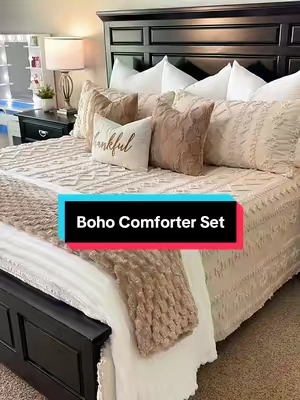 The most gorgeous comforter ever!! I got oversized king (120x98) for my king sized bed in the color Oatmilk. #bedding #beddingsets #comforter #comfortersets #bohobedding 