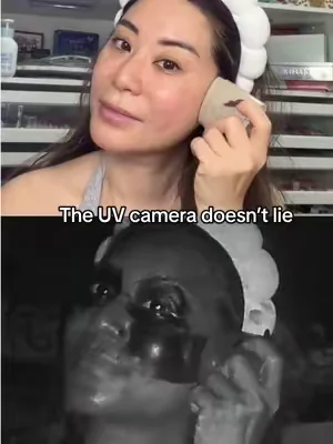 The UV camera doesn’t lie. @Abib Cosmetics #abib #airysunstick #sunstick #waterproofsunscreen #uvcamera 