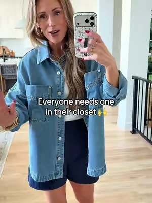 Everyone needs a great shirt jacket in their closet! 🙌 Oversized fit, size down if between sizes! #denimjacket #denim #capsulewardrobe #styling #stylinginspo 