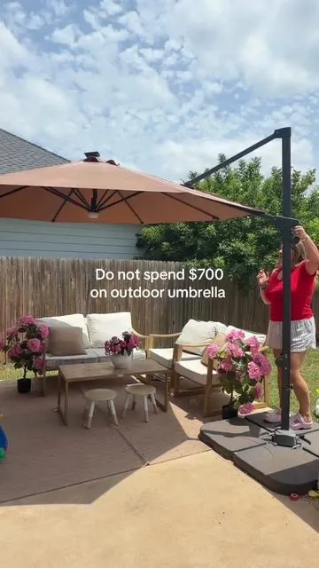 You will literally be shocked how affordable this off set 10ft cantilever umbrella is #outdoorumbrella #cantileverumbrella #patiodecor #outdoordecor #dealsforyoudays 