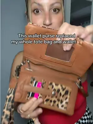 Because why are we lugging around huge tote bags and wallets when this wallet purse exists?  #wrangler #walletpurse #travelessentials #travelpurse #leopardprint 