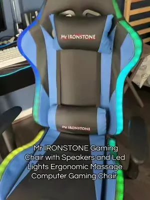 Mr IRONSTONE Gaming Chair with Speakers and Led Lights Ergonomic Massage Computer Gaming Chair with Broaden Cusion and Footrest High Back Video Game Chair for Adults and kids!