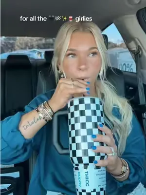 frost buddy, you outdid yourself with this checkered print 🖤🏁✨🥤 #frostbuddy #checkeredprint #tumbler #icedcoffee #loadedtea @Frost Buddy 