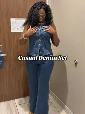 Casual Contrast Stitching Denim Set✨👌🏾@chicme.us #denimset #DealsForYouDays #SummerWins #tiktokshopcreatorpicks #tiktokshopsummerturnup 